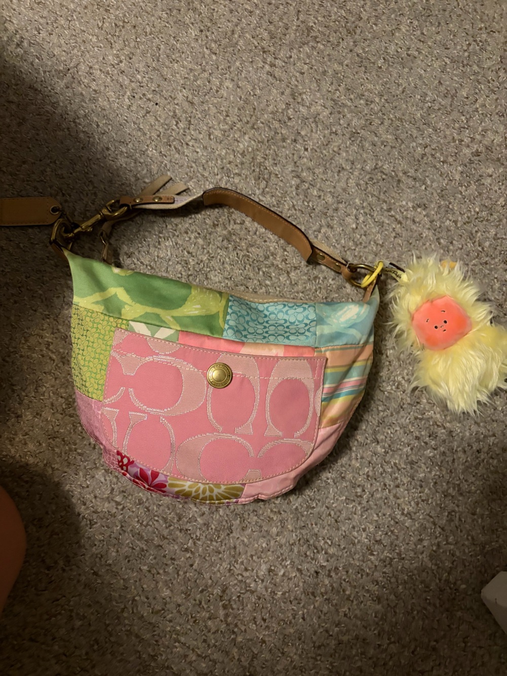 Pastel Coach Hampton Weekend Patchwork Smal Shoulder Bag